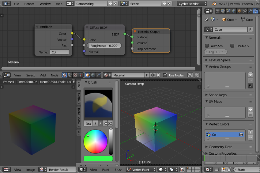 vertex color in blender